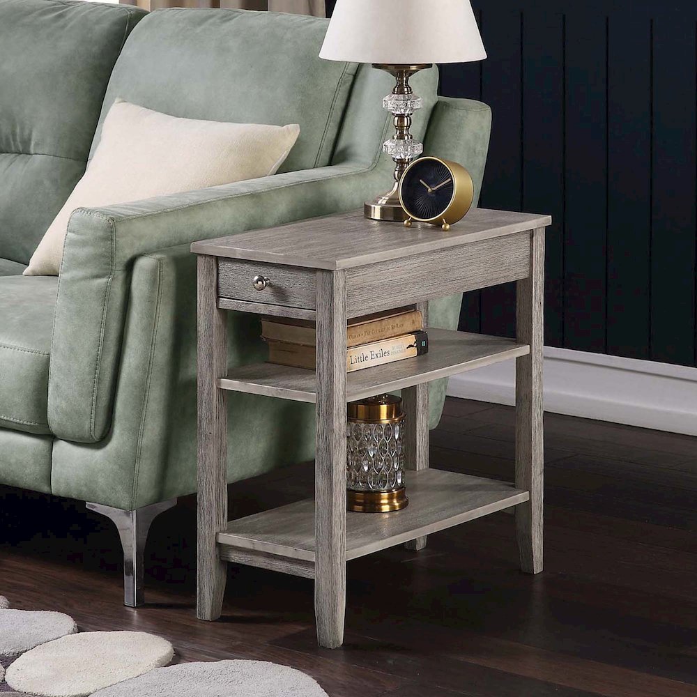 American Heritage 1 Drawer Chairside End Table with Shelves. Picture 2