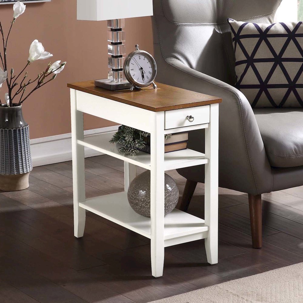 American Heritage 1 Drawer Chairside End Table with Shelves. Picture 2