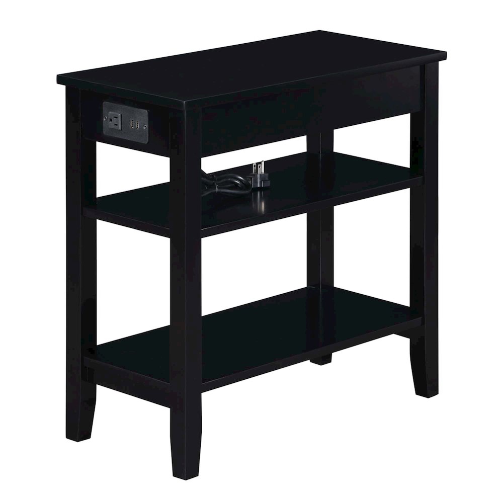 American Heritage 1 Drawer Chairside End Table with Charging Station and Shelves. Picture 3