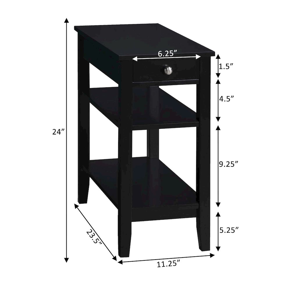 American Heritage 1 Drawer Chairside End Table with Charging Station and Shelves. Picture 7