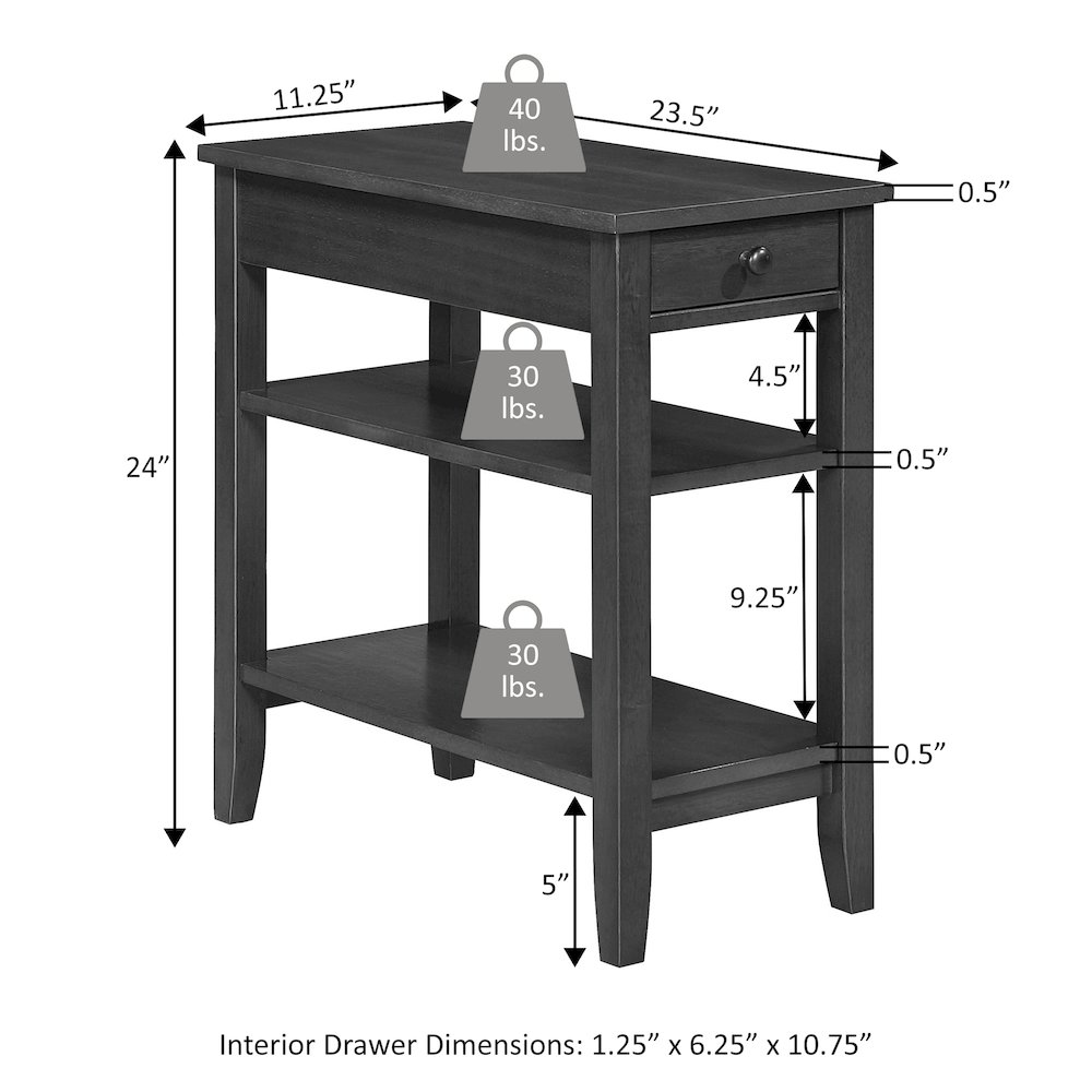 American Heritage 1 Drawer Chairside End Table with Charging Station and Shelves. Picture 6