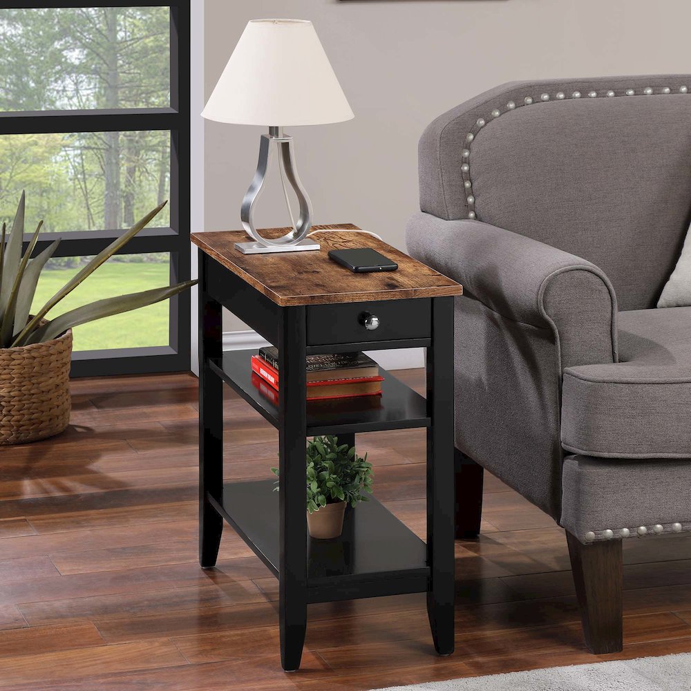 American Heritage 1 Drawer Chairside End Table with Shelves. Picture 2