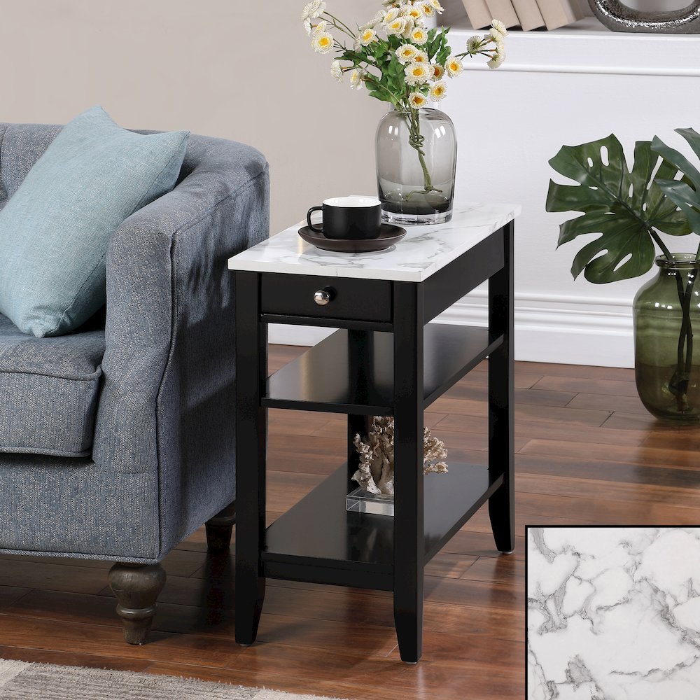 American Heritage 1 Drawer Chairside End Table with Shelves. Picture 2