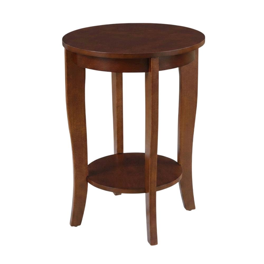 Mahogany Round End Table with Shelf for Classic and Transitional Styles. Picture 1