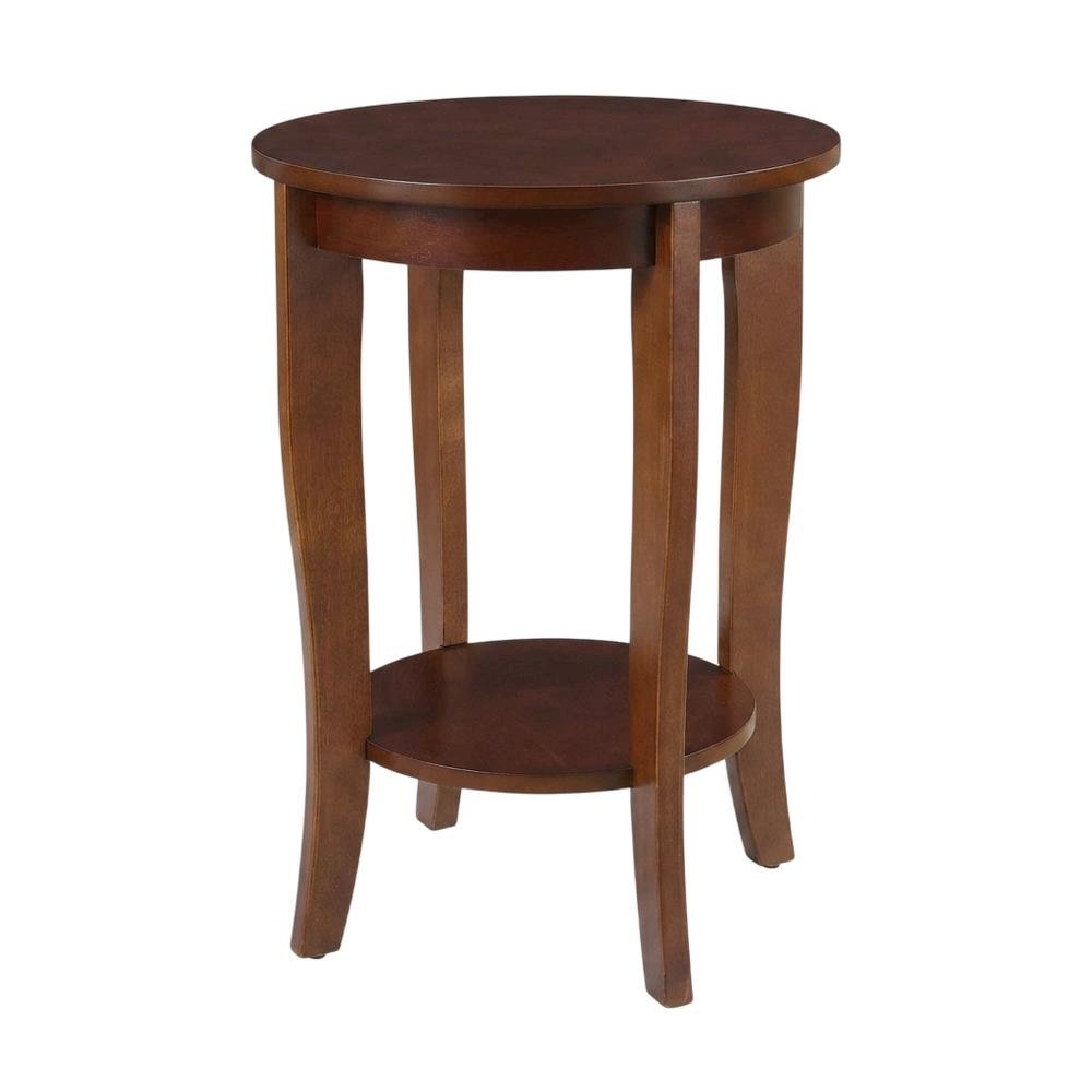 Mahogany Round End Table with Shelf for Classic and Transitional Styles. Picture 4