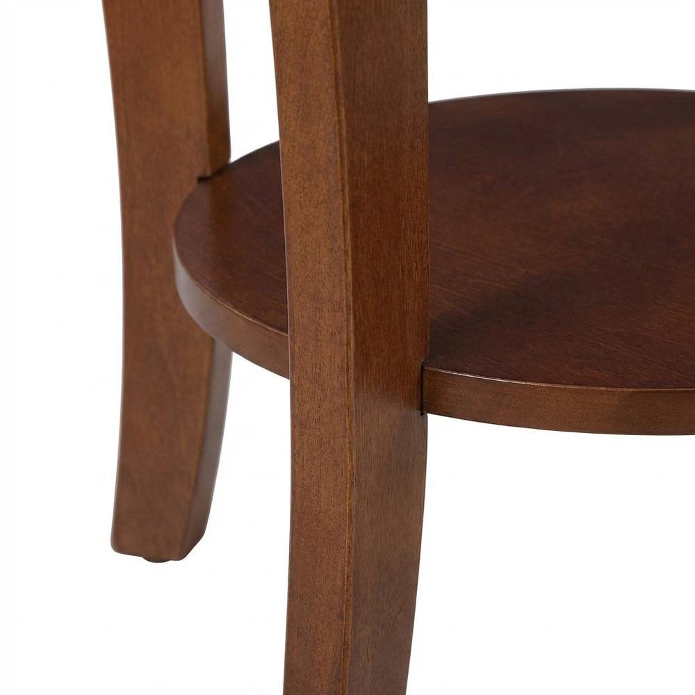 Mahogany Round End Table with Shelf for Classic and Transitional Styles. Picture 5