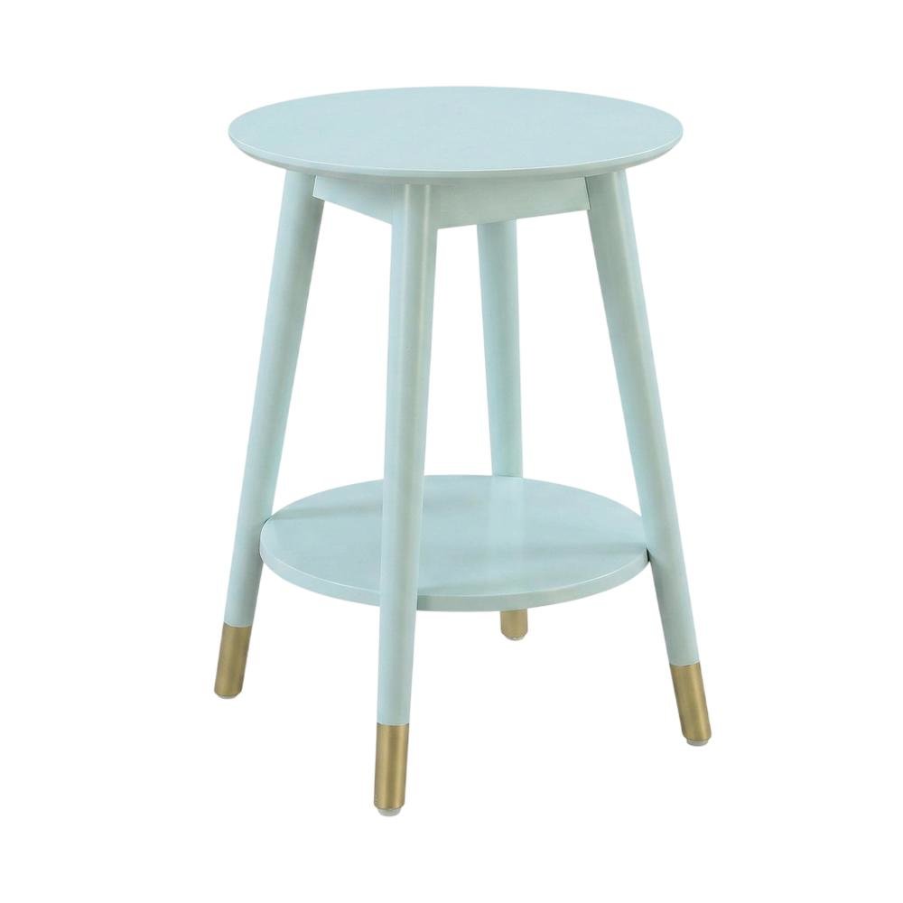 Mid Century Round End Table with Bottom Shelf for Living Room Space. Picture 1