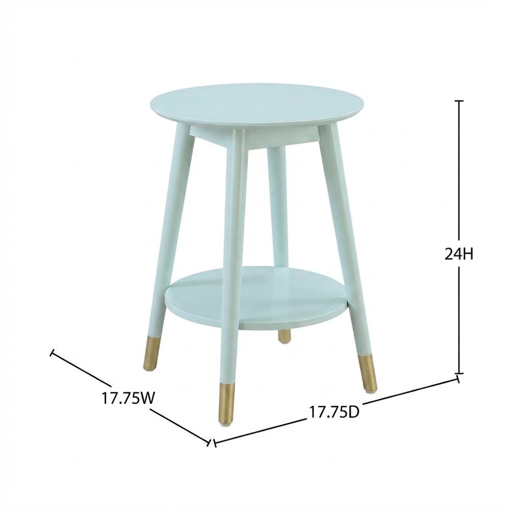 Mid Century Round End Table with Bottom Shelf for Living Room Space. Picture 7