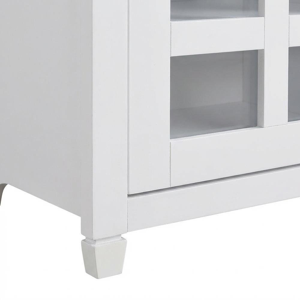 White 1-Drawer TV Stand with Storage Cabinets and Shelves for 65-Inch TVs. Picture 6