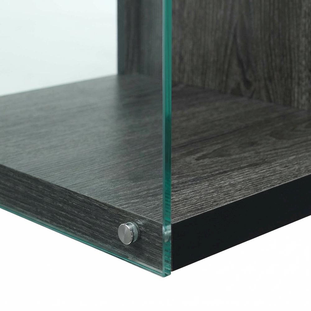 Weathered Gray TV Stand with Tempered Glass and PVC Edge Banding. Picture 6