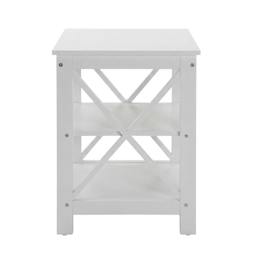 White end table with shelves, transitional coastal style, stylish and functional. Picture 4