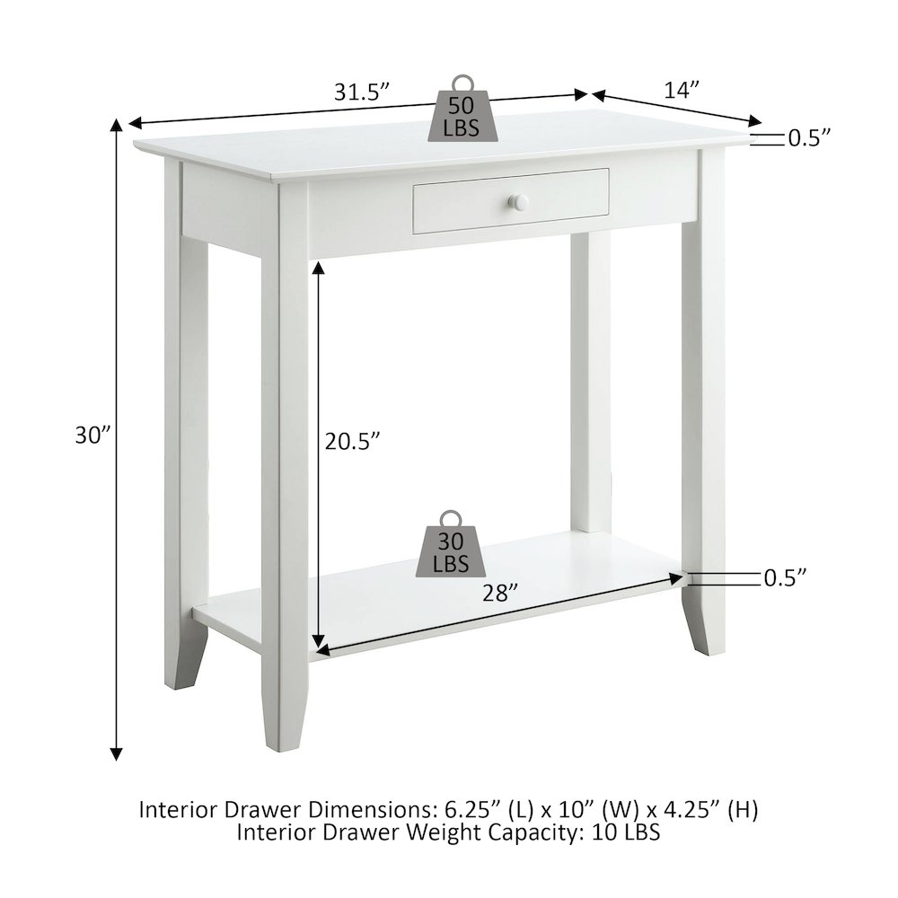 American Heritage Hall Table with Drawer and Shelf. Picture 5