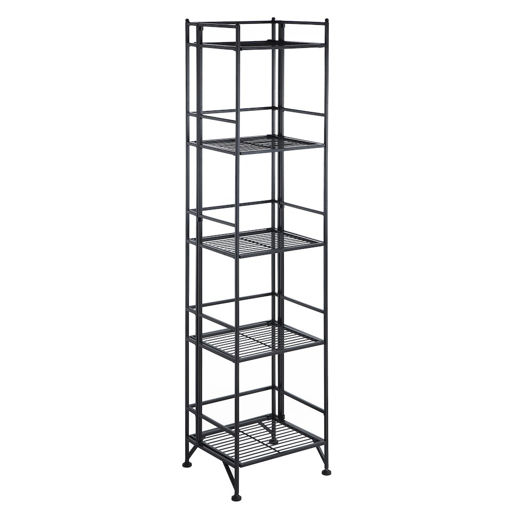Xtra Storage 5 Tier Folding Metal Shelf Black. Picture 1