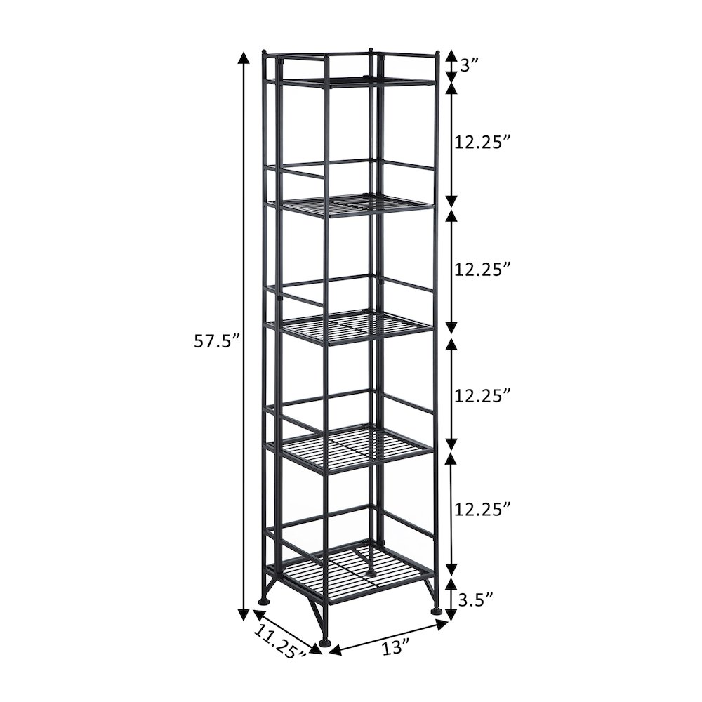 Xtra Storage 5 Tier Folding Metal Shelf Black. Picture 6