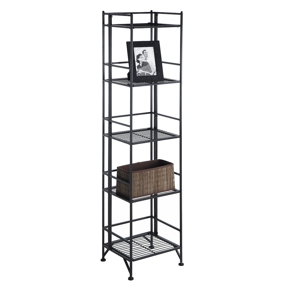 Xtra Storage 5 Tier Folding Metal Shelf Black. Picture 3