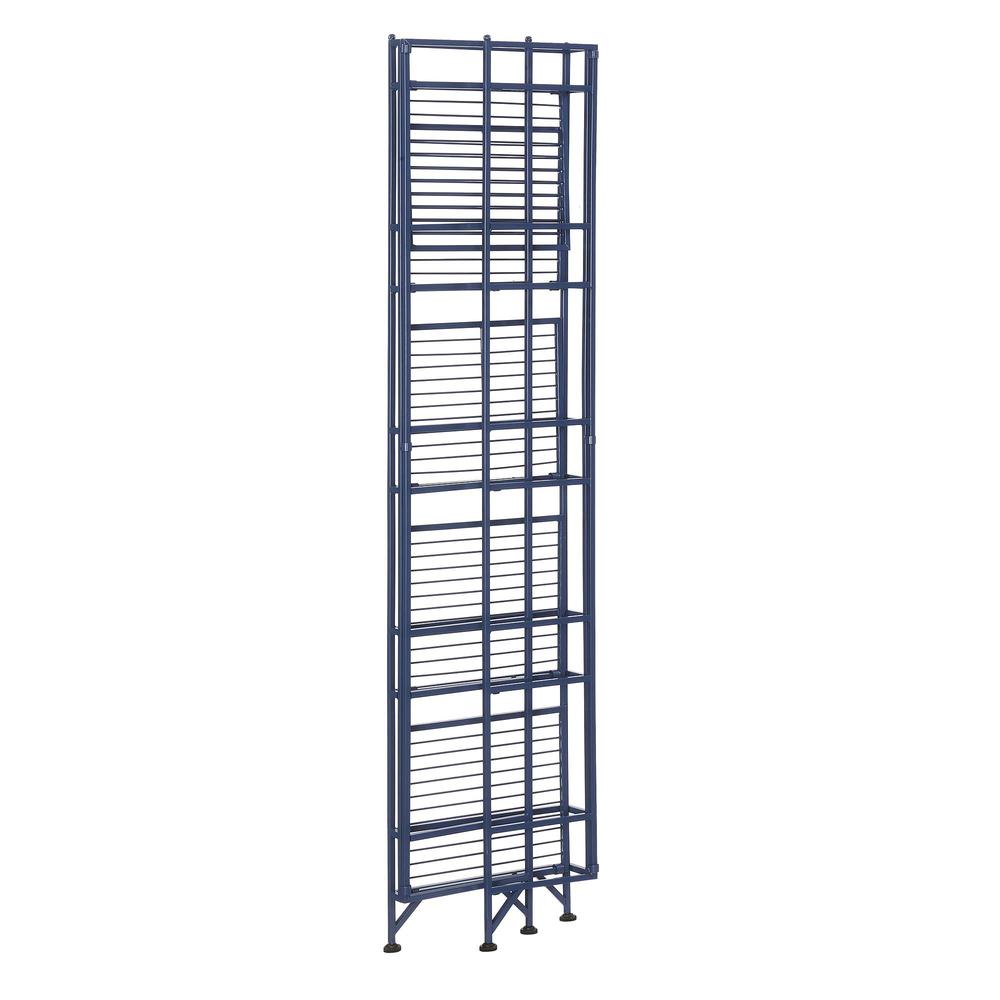 Xtra Storage 5 Tier Folding Metal Shelf Cobalt Blue. Picture 2