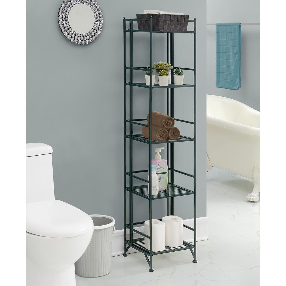 Xtra Storage 5 Tier Folding Metal Shelf, Green. Picture 3