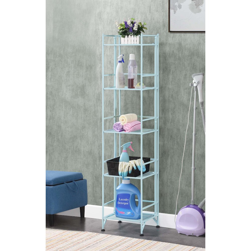 Xtra Storage 5 Tier Folding Metal Shelf Sea Foam. Picture 2