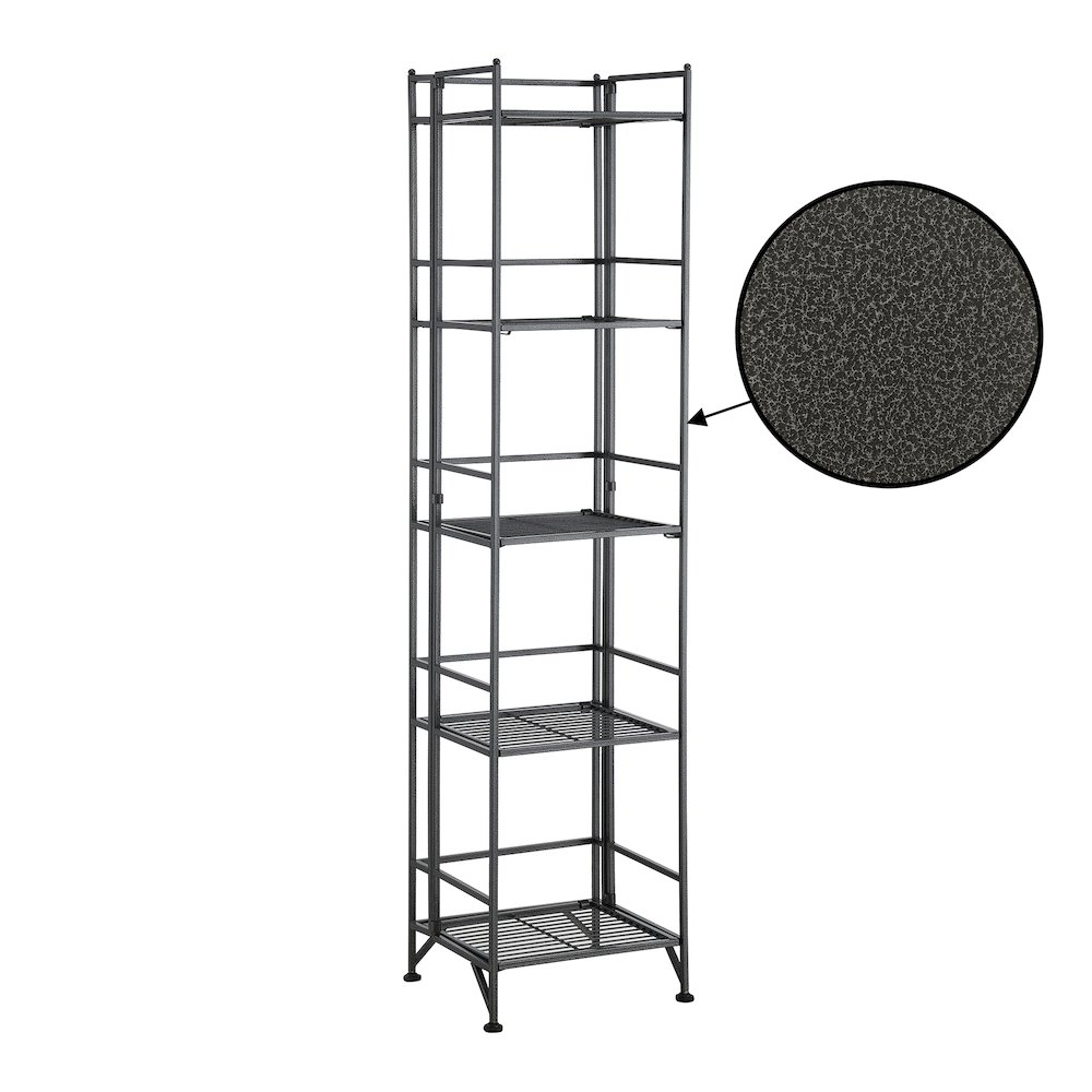Xtra Storage 5 Tier Folding Metal Shelf, Gray. Picture 1