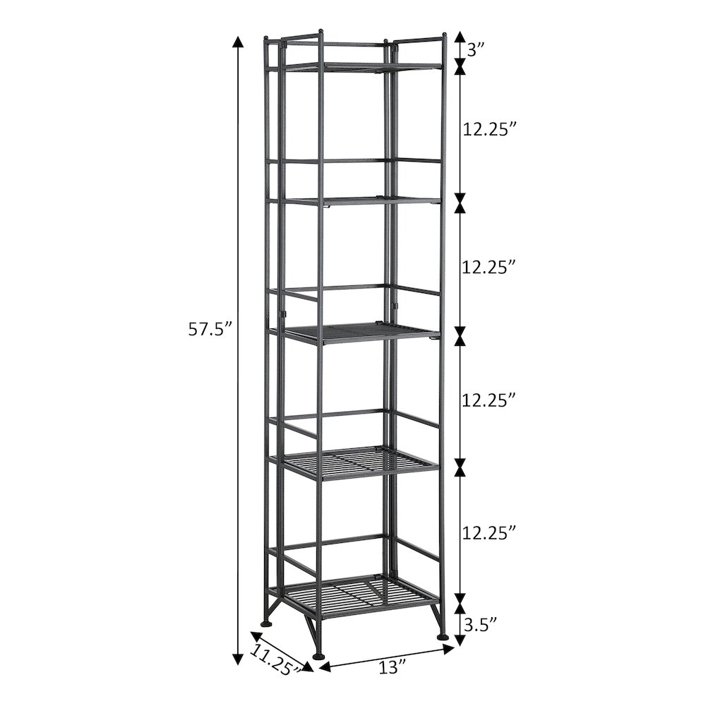 Xtra Storage 5 Tier Folding Metal Shelf, Gray. Picture 7