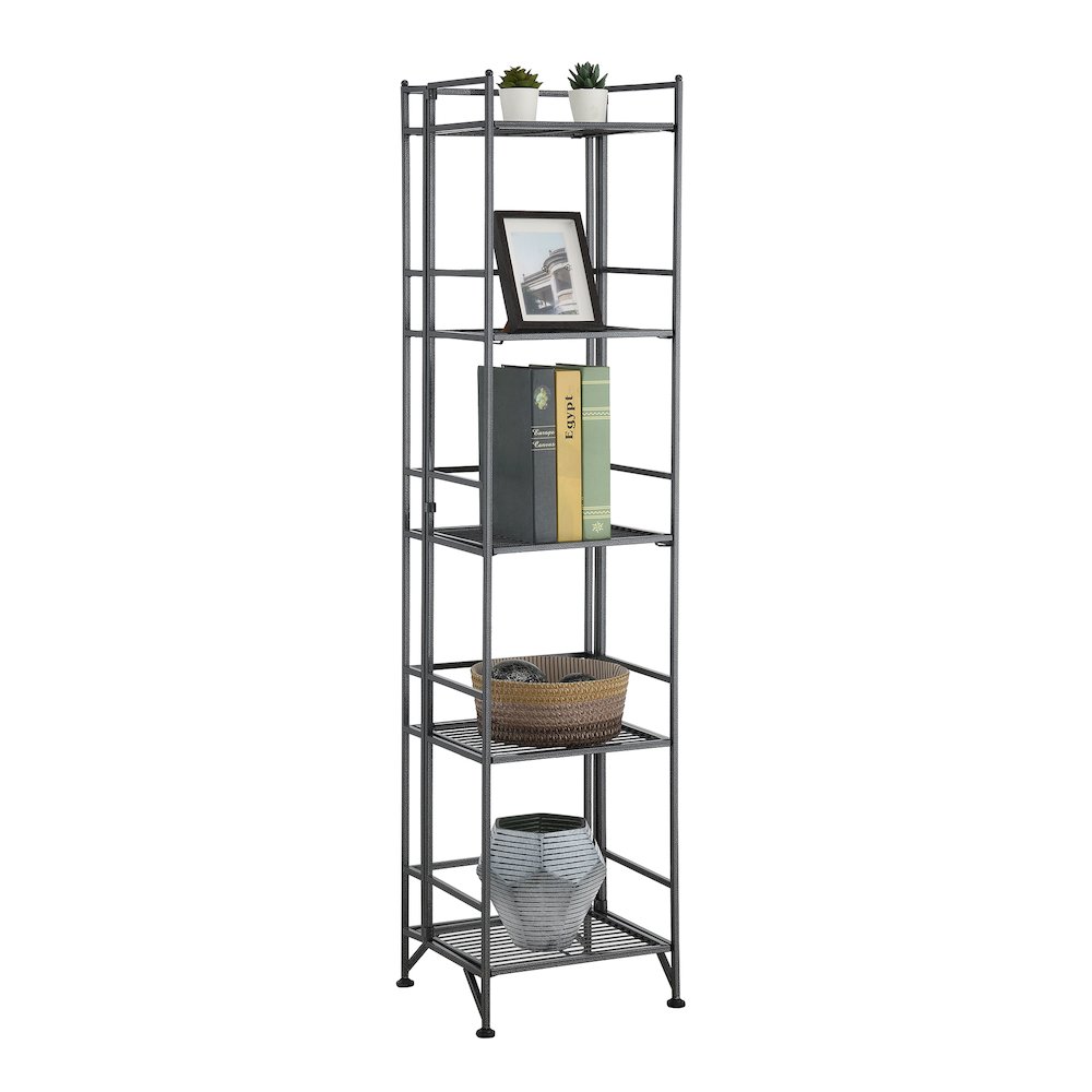 Xtra Storage 5 Tier Folding Metal Shelf, Gray. Picture 3
