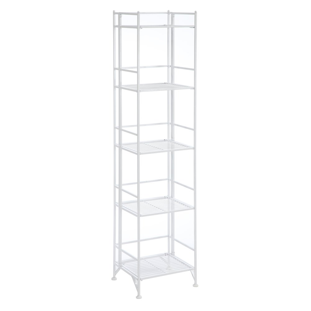 Xtra Storage 5 Tier Folding Metal Shelf White. Picture 1