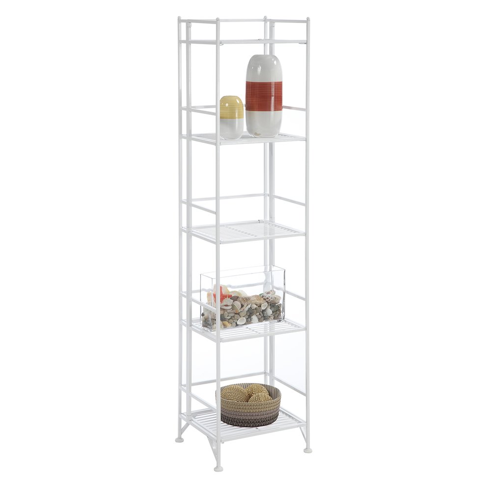 Xtra Storage 5 Tier Folding Metal Shelf White. Picture 3