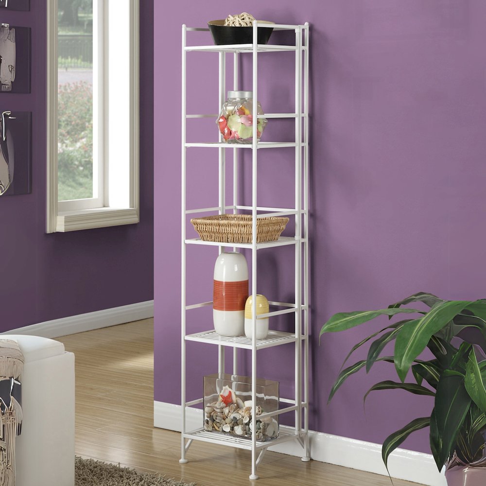 Xtra Storage 5 Tier Folding Metal Shelf White. Picture 2