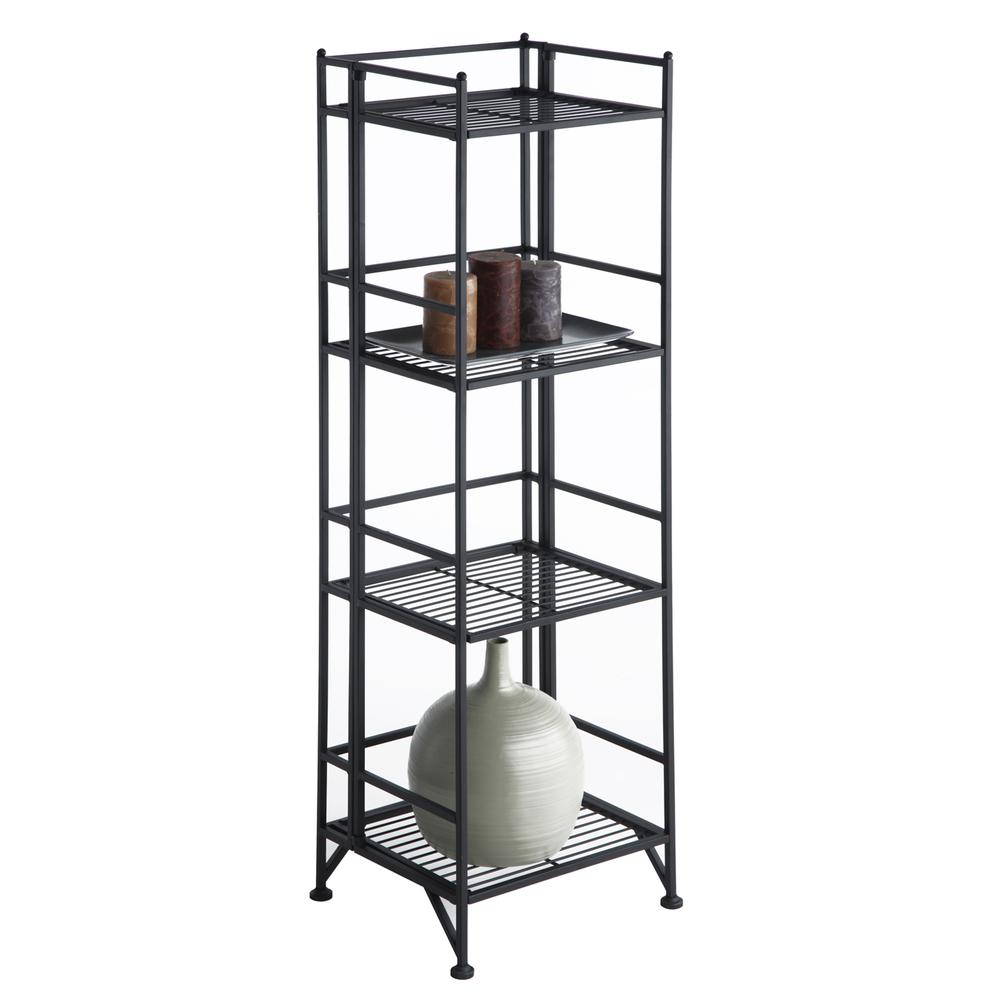 Xtra Storage 4 Tier Folding Metal Shelf Black. Picture 3