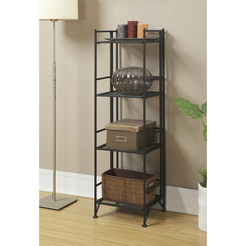Xtra Storage 4 Tier Folding Metal Shelf Black. Picture 2