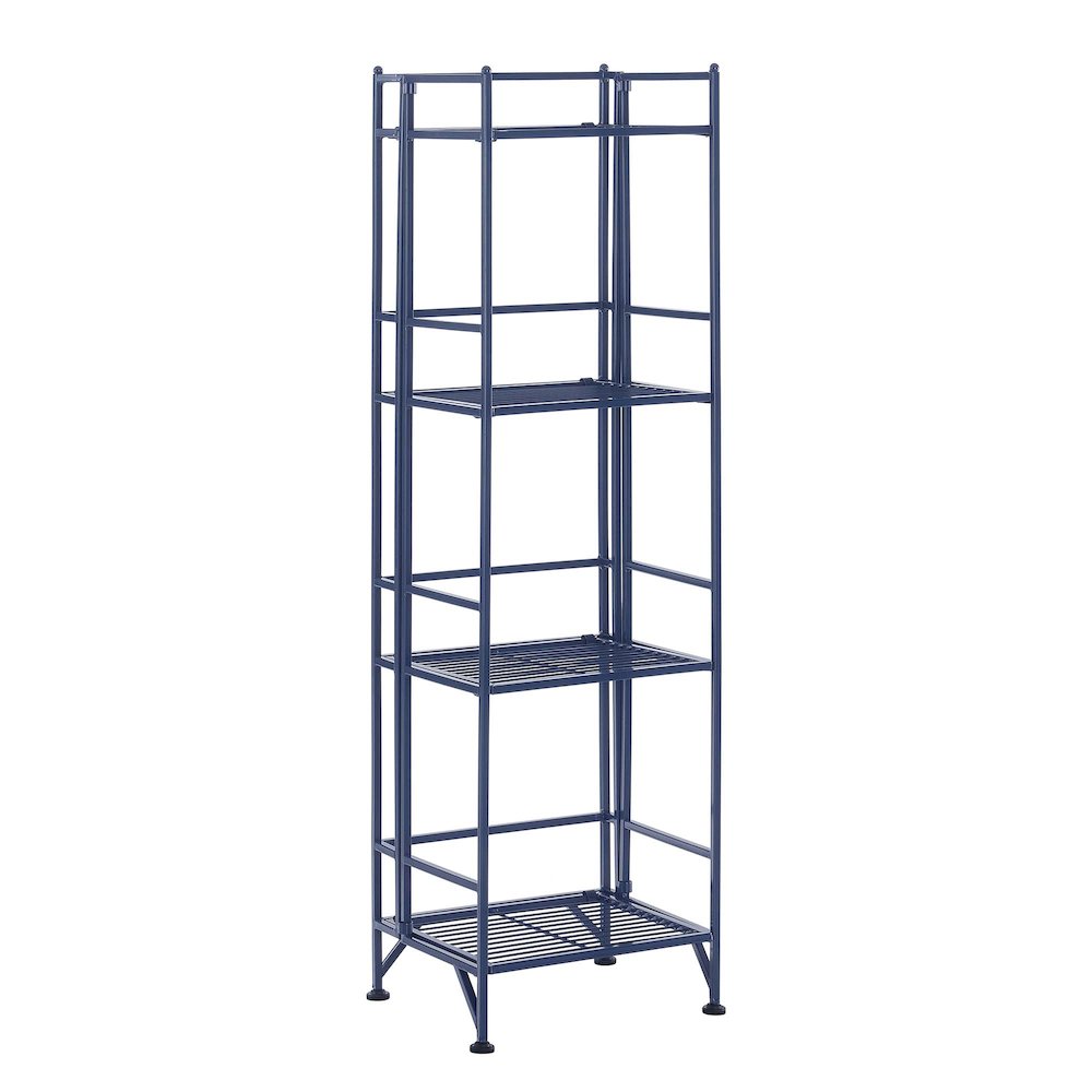Xtra Storage 4 Tier Folding Metal Shelf Cobalt Blue. Picture 1
