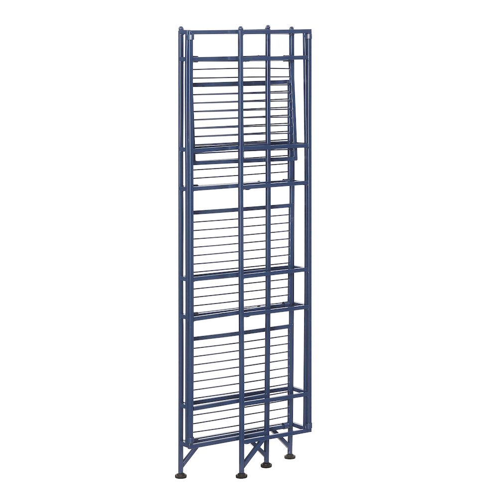 Xtra Storage 4 Tier Folding Metal Shelf Cobalt Blue. Picture 4