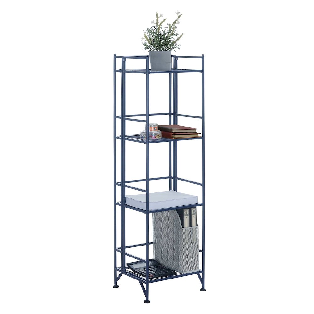 Xtra Storage 4 Tier Folding Metal Shelf Cobalt Blue. Picture 3