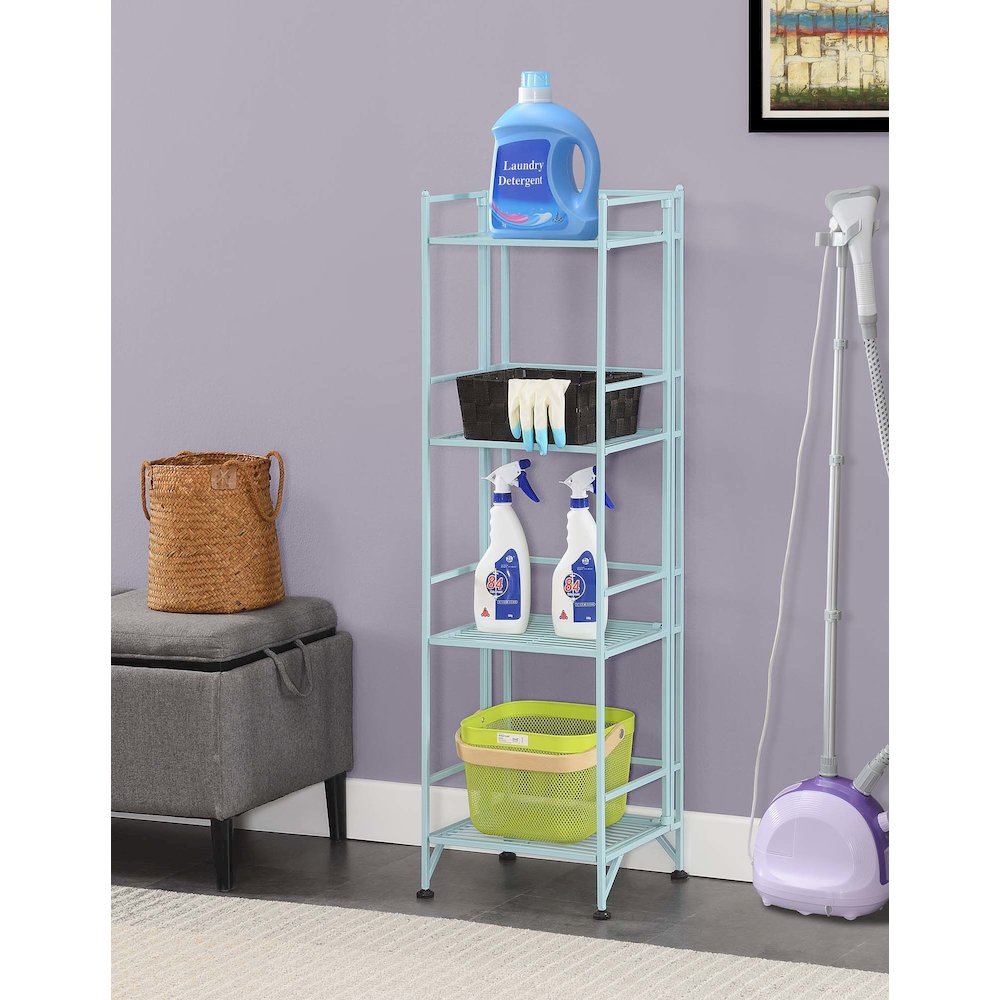 Xtra Storage 4 Tier Folding Metal Shelf Sea Foam. Picture 2