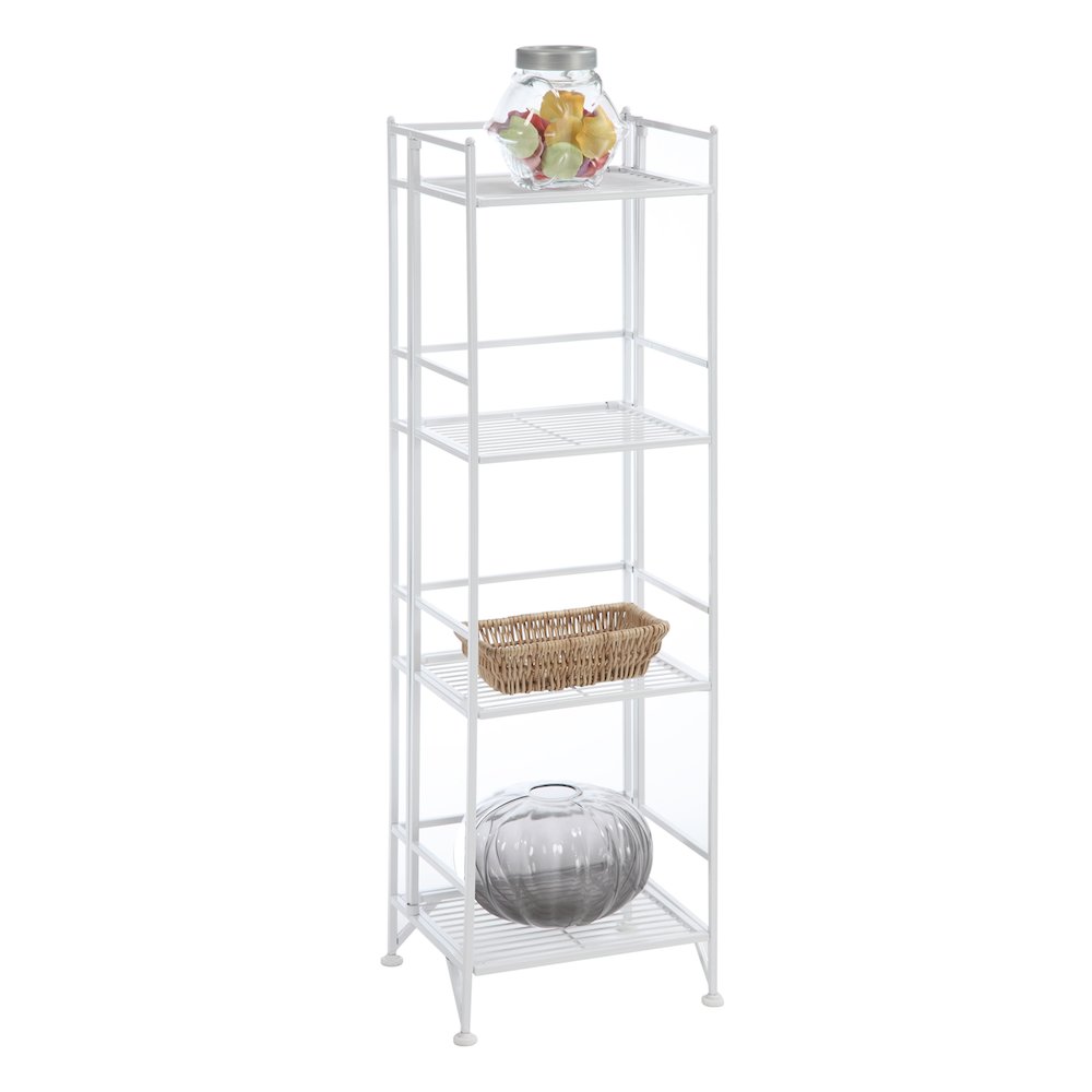 Xtra Storage 4 Tier Folding Metal Shelf White. Picture 3