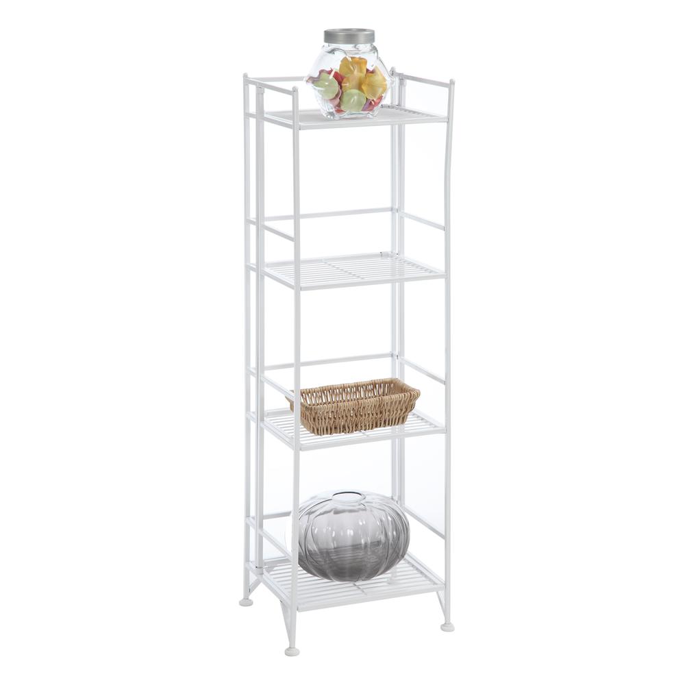 Xtra Storage 4 Tier Folding Metal Shelf White. Picture 3