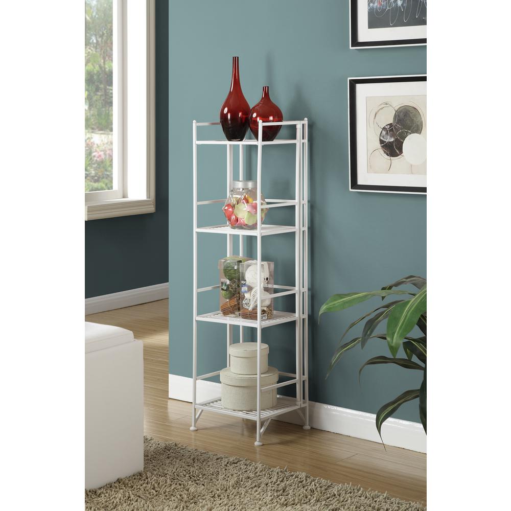 Xtra Storage 4 Tier Folding Metal Shelf White. Picture 1