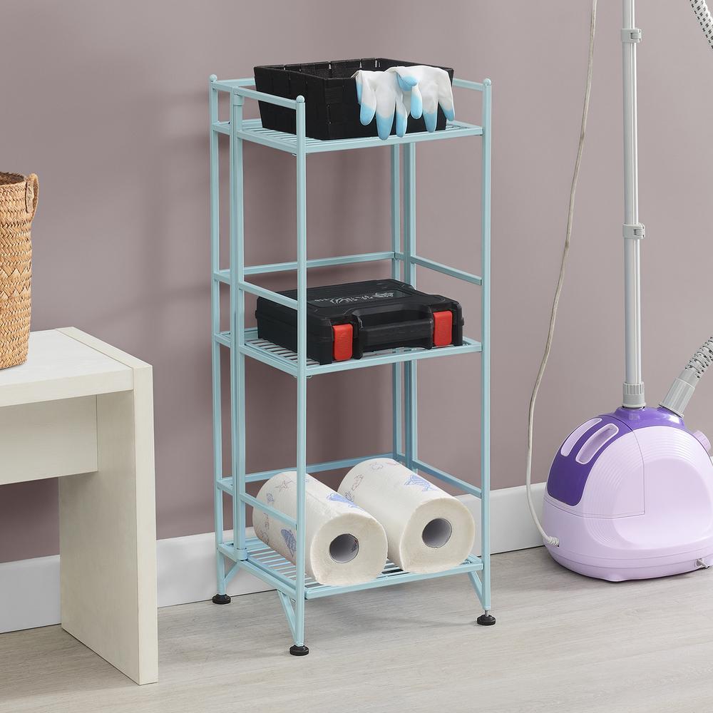 Xtra Storage 3 Tier Folding Metal Shelf Blue. Picture 3