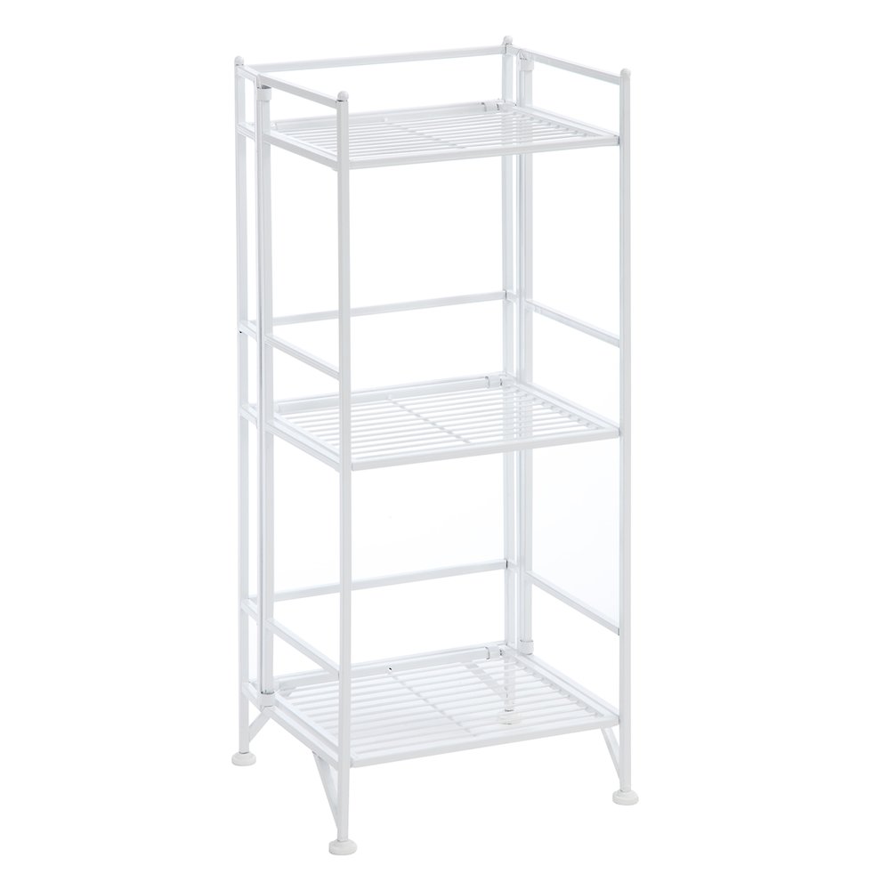 Xtra Storage 3 Tier Folding Metal Shelf White. Picture 1