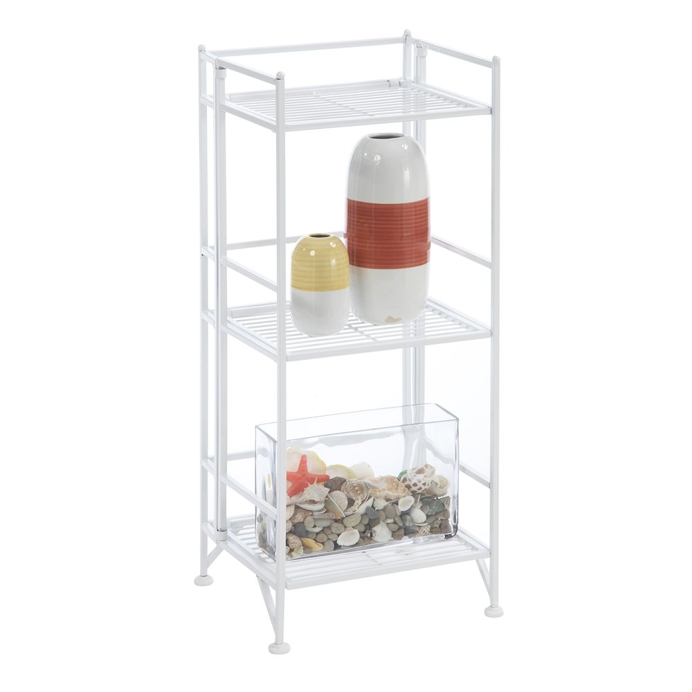 Xtra Storage 3 Tier Folding Metal Shelf White. Picture 3