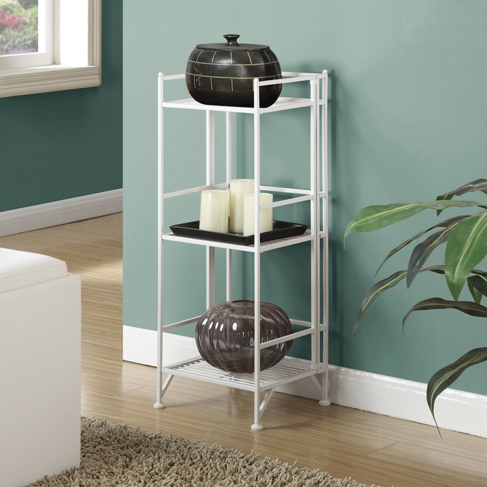 Xtra Storage 3 Tier Folding Metal Shelf White. Picture 2