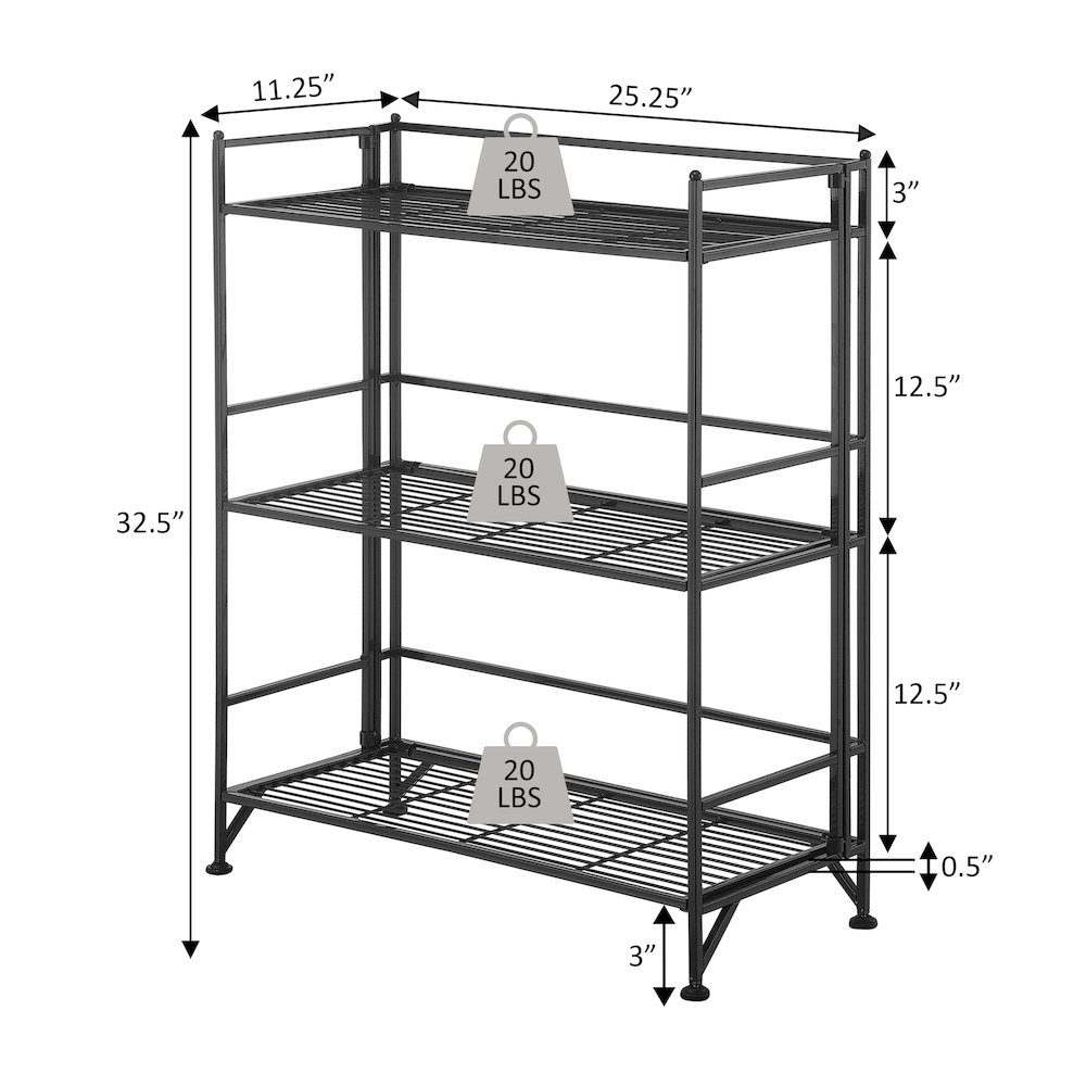 Xtra Storage 3 Tier Wide Folding Metal Shelf. Picture 7