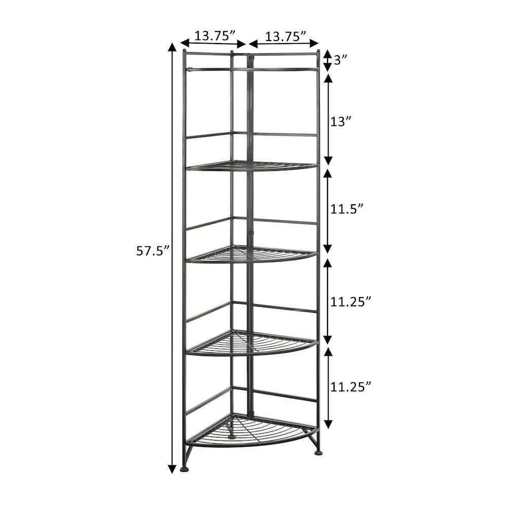 Xtra Storage 5 Tier Folding Metal Corner Shelf Black. Picture 6