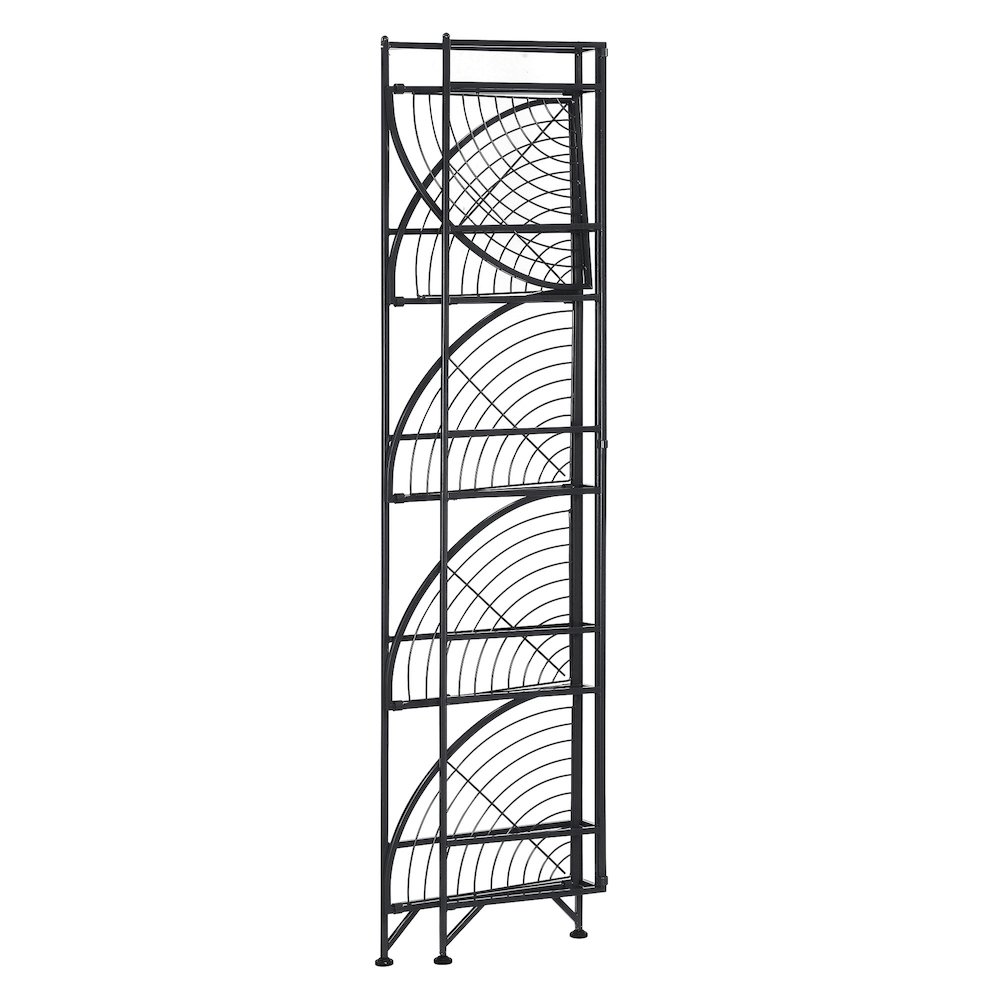 Xtra Storage 5 Tier Folding Metal Corner Shelf Black. Picture 4