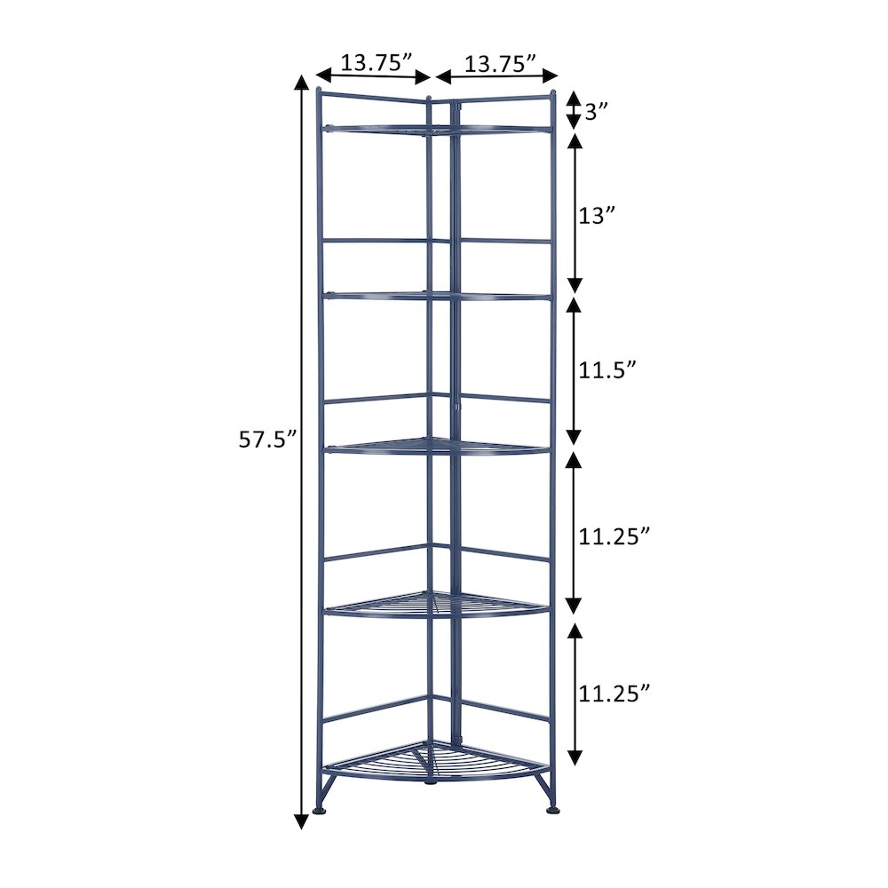 Xtra Storage 5 Tier Folding Metal Corner Shelf Cobalt Blue. Picture 7