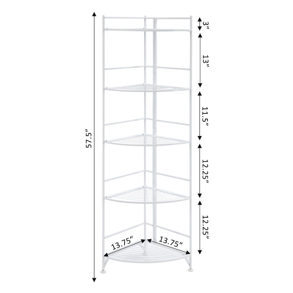 Xtra Storage 5 Tier Folding Metal Corner Shelf White. Picture 5