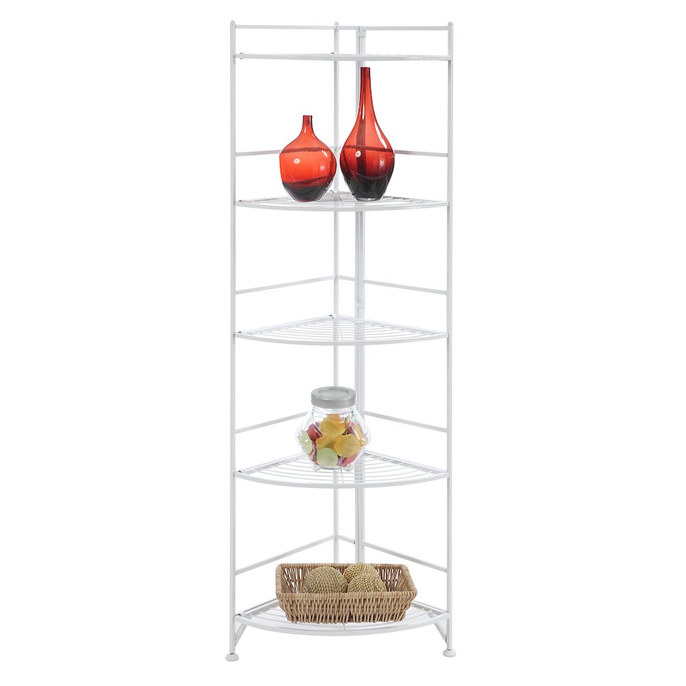 Xtra Storage 5 Tier Folding Metal Corner Shelf White. Picture 3