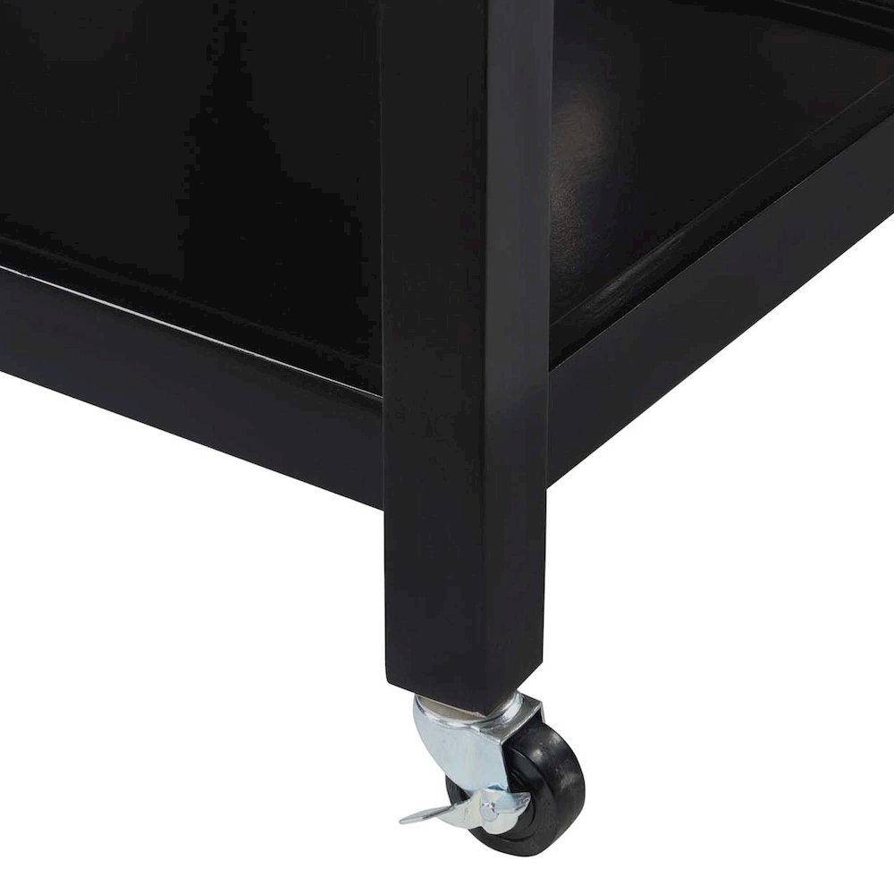 American Heritage 3 Tier Butcher Block Kitchen Cart with Drawers, Butcher Block/Black. Picture 8