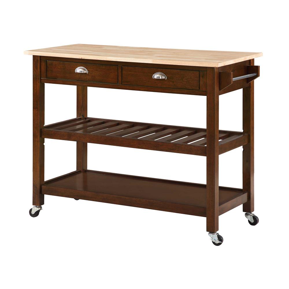 American Heritage 3 Tier Butcher Block Kitchen Cart with Drawers. Picture 1
