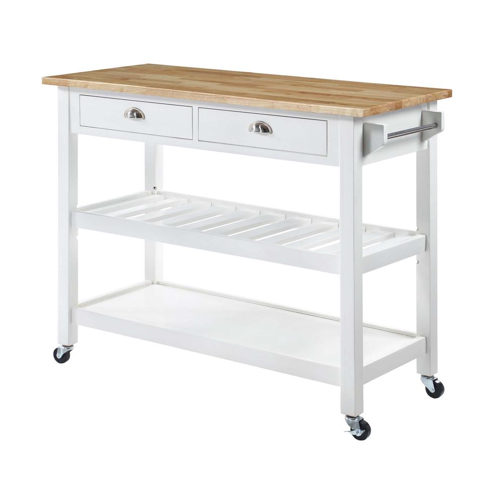 American Heritage 3 Tier Butcher Block Kitchen Cart with Drawers. Picture 1